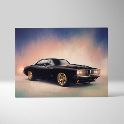 Dodge Charger Inspired Car Wall Art, Classic American Muscle Canvas Print for Office Decor