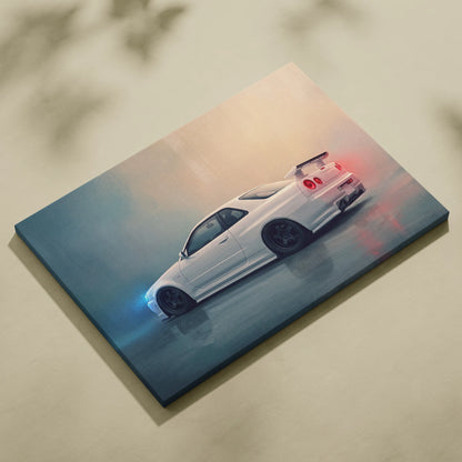 Nissan Skyline GT-R R34 Inspired Canvas Art - Premium Japanese Performance Vehicle Wall Decor