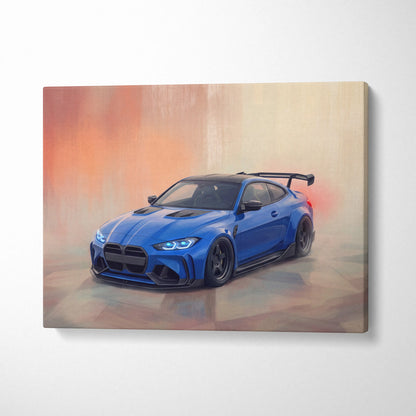 BMW M3 Inspired Car Wall Art, Modern Automotive Canvas Painting