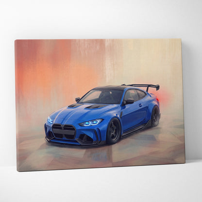 BMW M3 Inspired Car Wall Art, Modern Automotive Canvas Painting