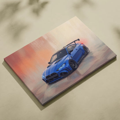 BMW M3 Inspired Car Wall Art, Modern Automotive Canvas Painting