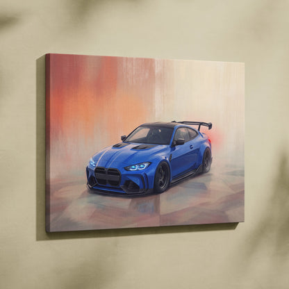 BMW M3 Inspired Car Wall Art, Modern Automotive Canvas Painting