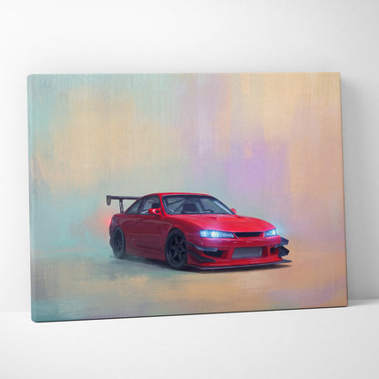 Nissan Silvia S14 Kouki Inspired Automotive Wall Art - Japanese JDM Sports Car Canvas Print