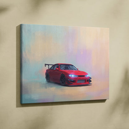 Nissan Silvia S14 Kouki Inspired Automotive Wall Art - Japanese JDM Sports Car Canvas Print