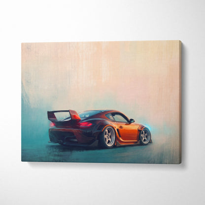 Porsche Cayman Inspired Canvas Art, Luxury Sports Car Wall Decor Print