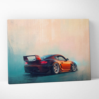 Porsche Cayman Inspired Canvas Art, Luxury Sports Car Wall Decor Print