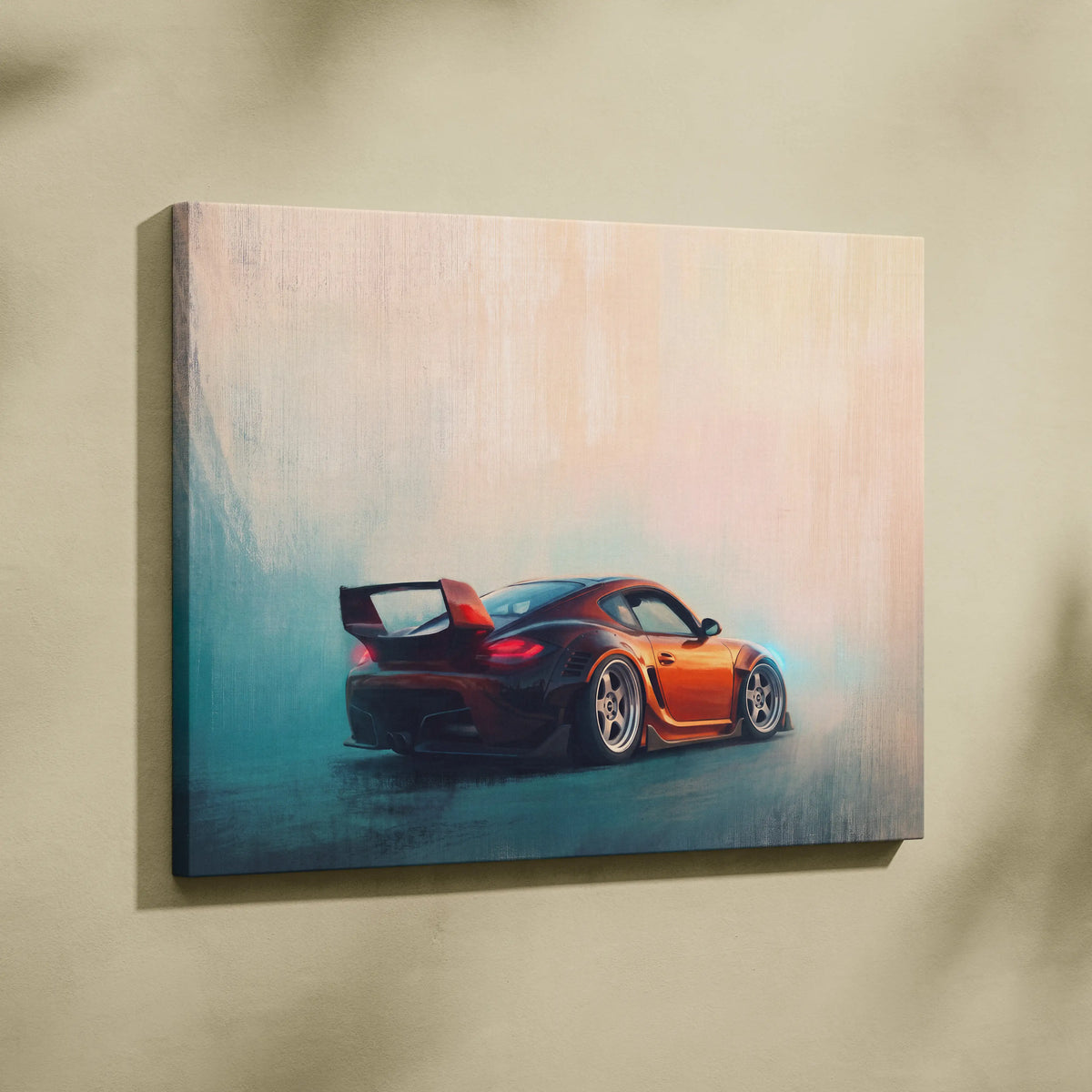 Porsche Cayman Inspired Canvas Art, Luxury Sports Car Wall Decor Print