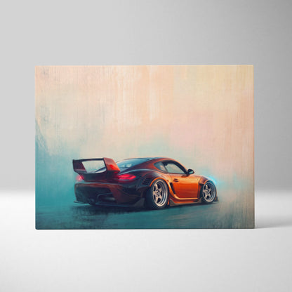 Porsche Cayman Inspired Canvas Art, Luxury Sports Car Wall Decor Print