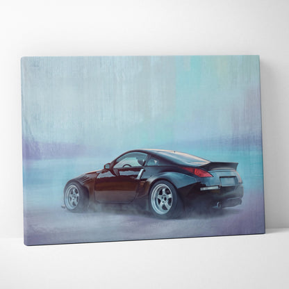 Nissan 350Z Inspired Automotive Wall Art - Widebody JDM Performance Car Canvas Print for Garage