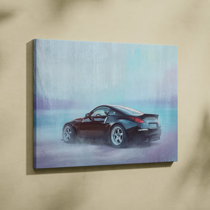 Nissan 350Z Inspired Automotive Wall Art - Widebody JDM Performance Car Canvas Print for Garage