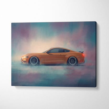 Ford Mustang Inspired Canvas Art, Custom Muscle Car Wall Painting for Garage Decor