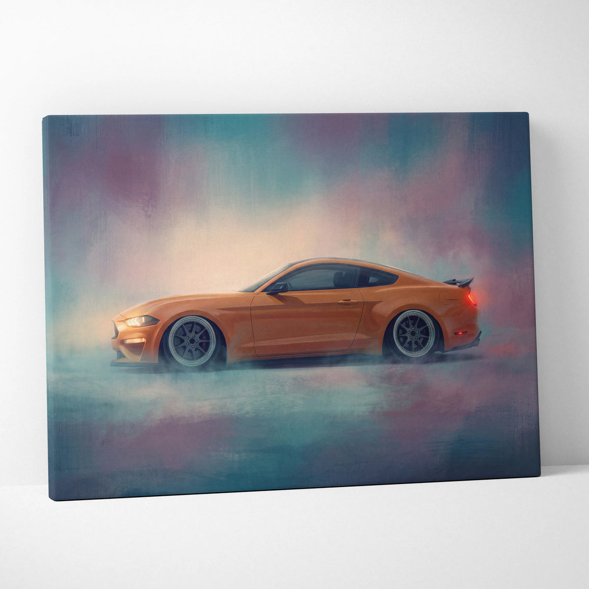 Ford Mustang Inspired Canvas Art, Custom Muscle Car Wall Painting for Garage Decor