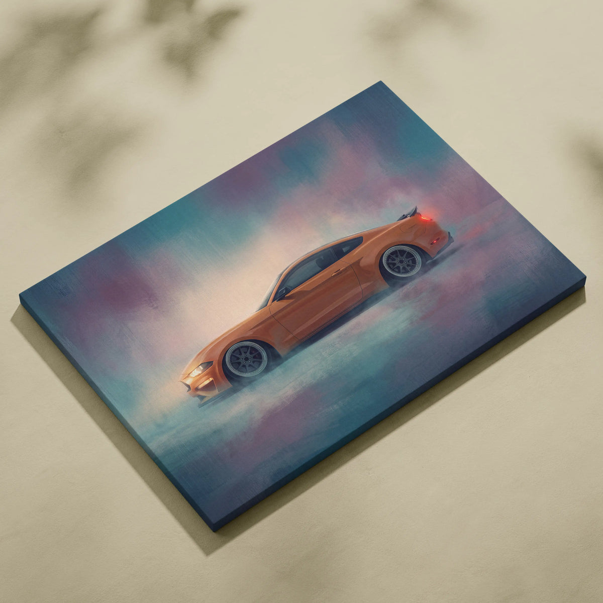 Ford Mustang Inspired Canvas Art, Custom Muscle Car Wall Painting for Garage Decor