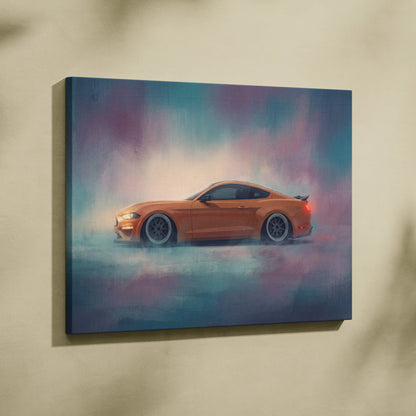 Ford Mustang Inspired Canvas Art, Custom Muscle Car Wall Painting for Garage Decor
