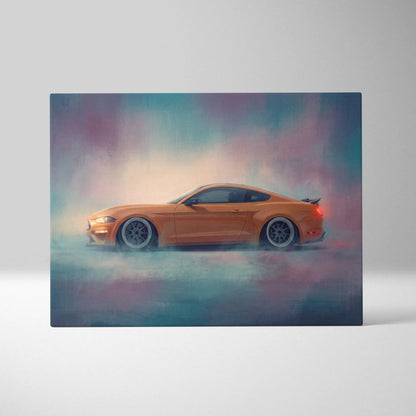 Ford Mustang Inspired Canvas Art, Custom Muscle Car Wall Painting for Garage Decor