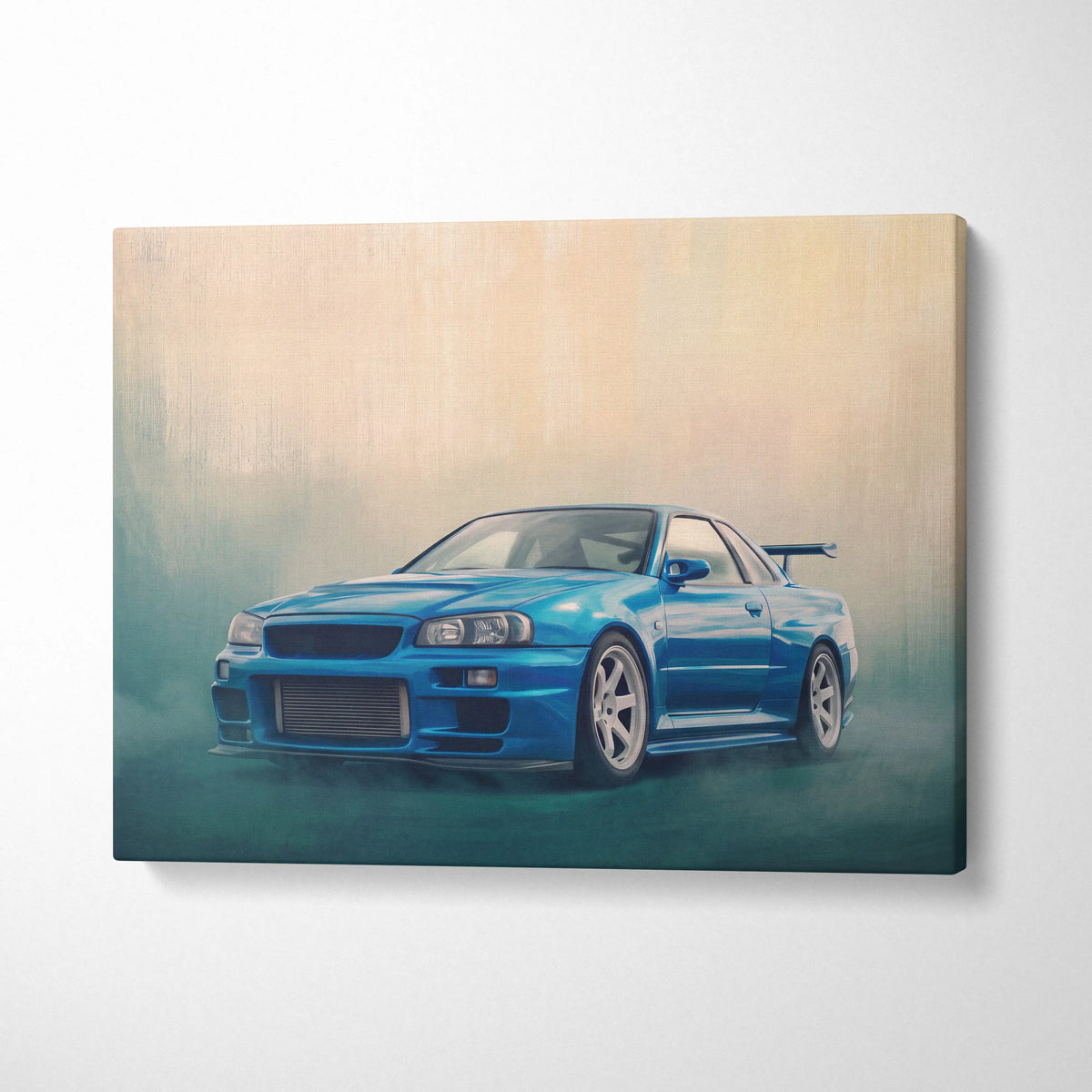 Nissan Skyline GT-R R34 Inspired Car Wall Art - Blue JDM Motorsport Canvas Print