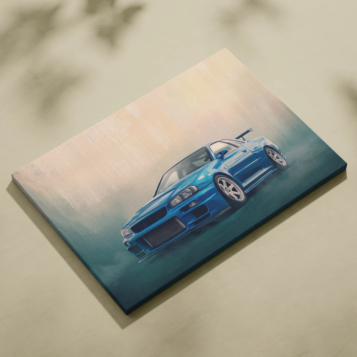 Nissan Skyline GT-R R34 Inspired Car Wall Art - Blue JDM Motorsport Canvas Print