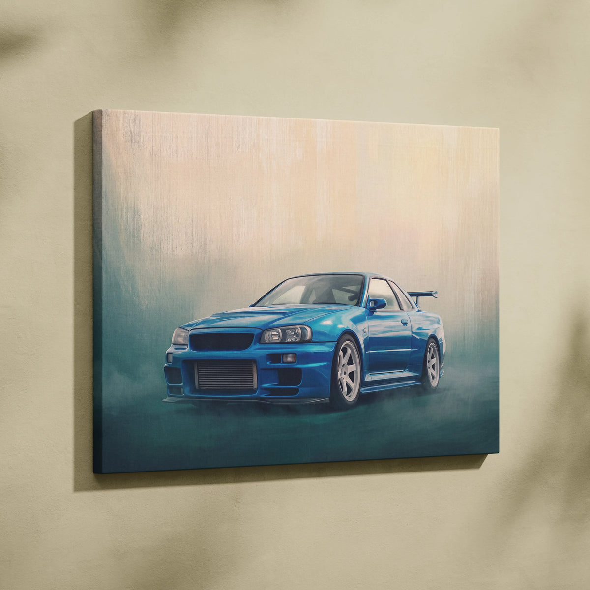 Nissan Skyline GT-R R34 Inspired Car Wall Art - Blue JDM Motorsport Canvas Print