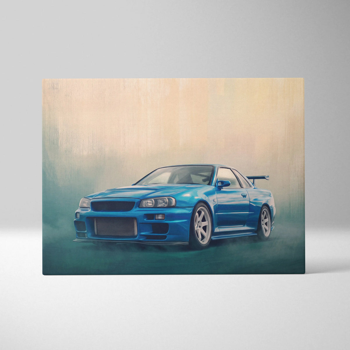 Nissan Skyline GT-R R34 Inspired Car Wall Art - Blue JDM Motorsport Canvas Print