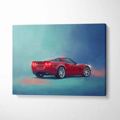 Chevrolet Corvette Inspired Automotive Wall Art, Sports Car Canvas Print for Living Room