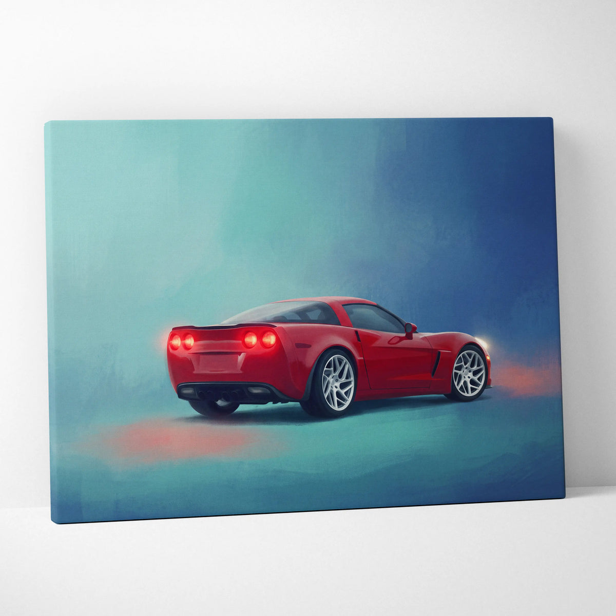 Chevrolet Corvette Inspired Automotive Wall Art, Sports Car Canvas Print for Living Room