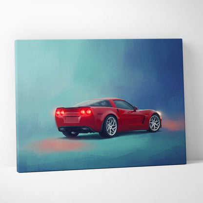 Chevrolet Corvette Inspired Automotive Wall Art, Sports Car Canvas Print for Living Room