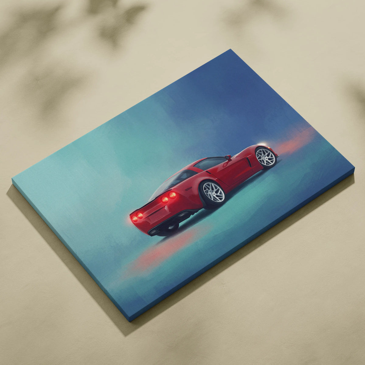 Chevrolet Corvette Inspired Automotive Wall Art, Sports Car Canvas Print for Living Room