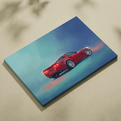 Chevrolet Corvette Inspired Automotive Wall Art, Sports Car Canvas Print for Living Room