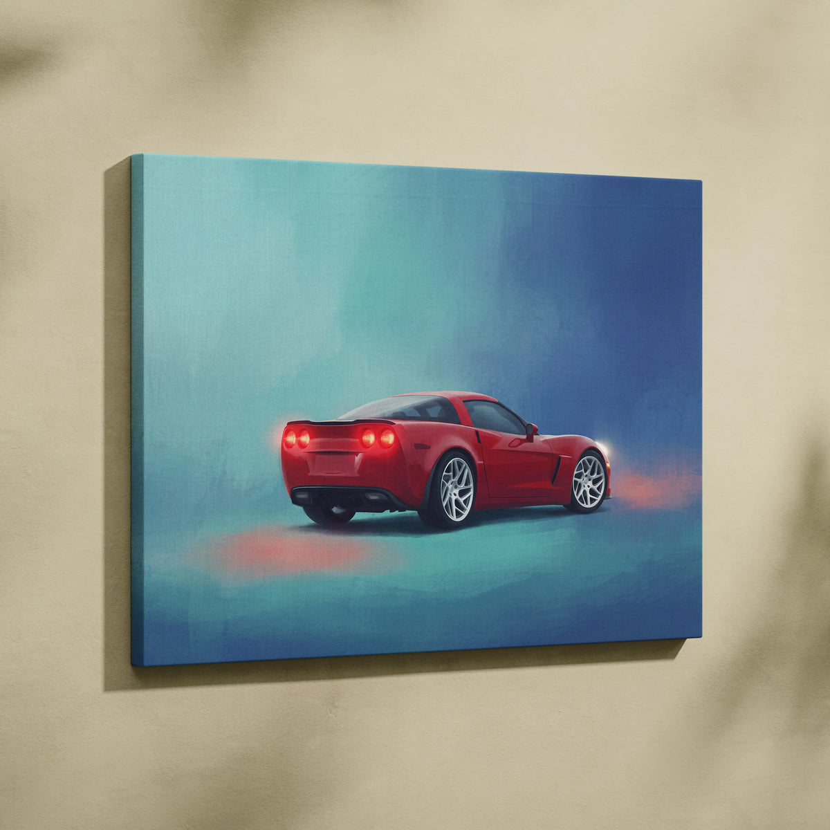 Chevrolet Corvette Inspired Automotive Wall Art, Sports Car Canvas Print for Living Room