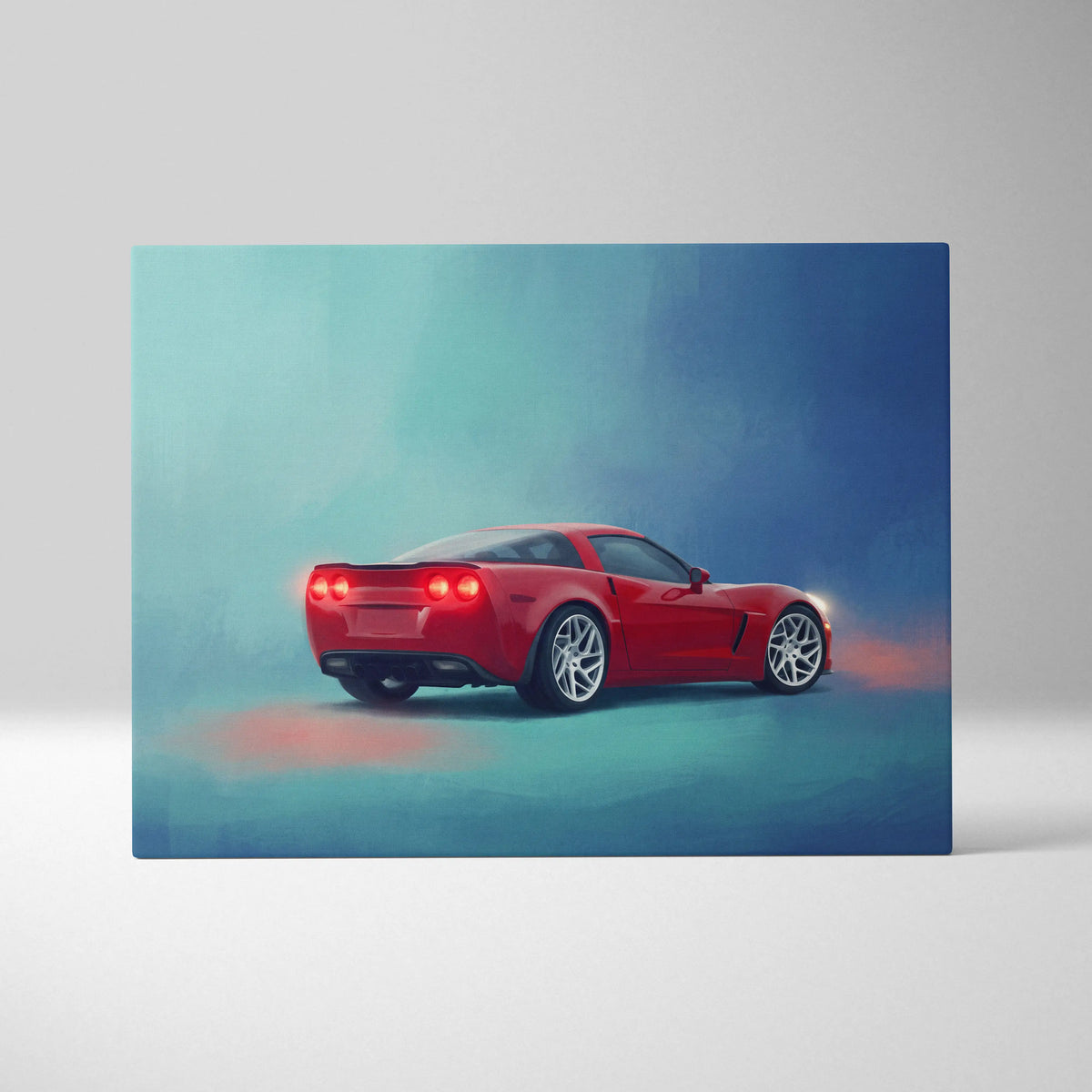 Chevrolet Corvette Inspired Automotive Wall Art, Sports Car Canvas Print for Living Room