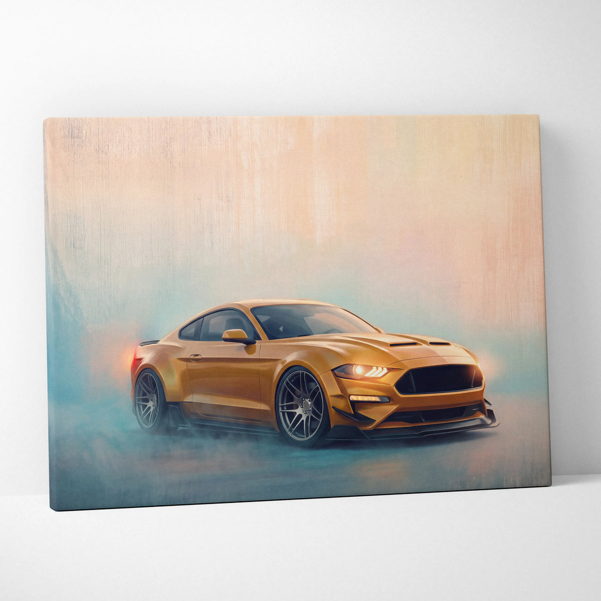 Ford Mustang Inspired Automotive Wall Art, Modern Sports Car Canvas Print for Garage Decor