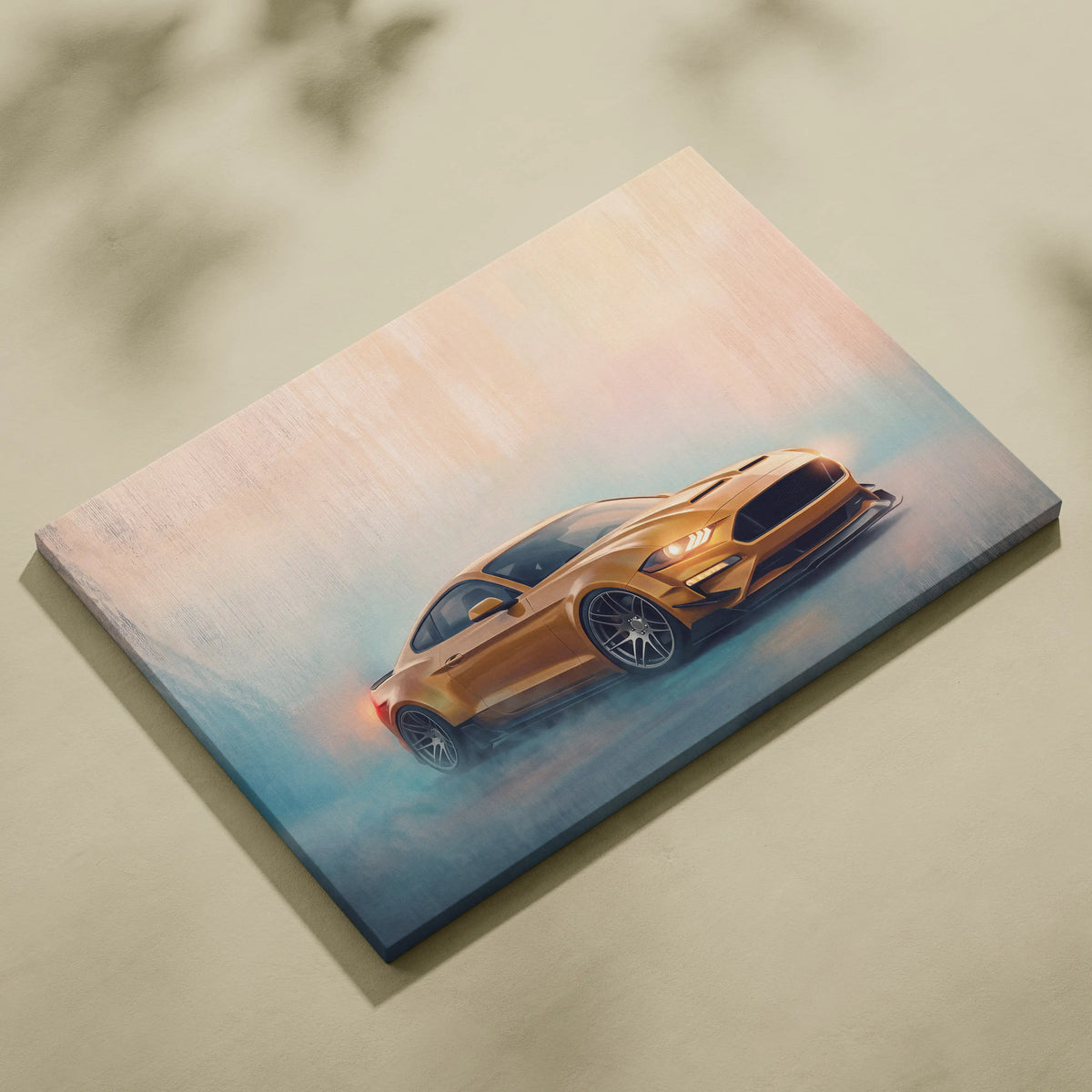 Ford Mustang Inspired Automotive Wall Art, Modern Sports Car Canvas Print for Garage Decor