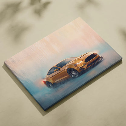 Ford Mustang Inspired Automotive Wall Art, Modern Sports Car Canvas Print for Garage Decor