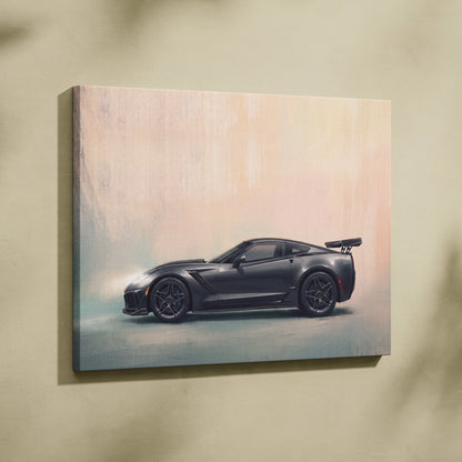 Chevrolet Corvette Inspired Automotive Wall Art, Widebody Supercar Canvas Print for Bedroom