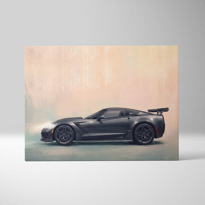 Chevrolet Corvette Inspired Automotive Wall Art, Widebody Supercar Canvas Print for Bedroom
