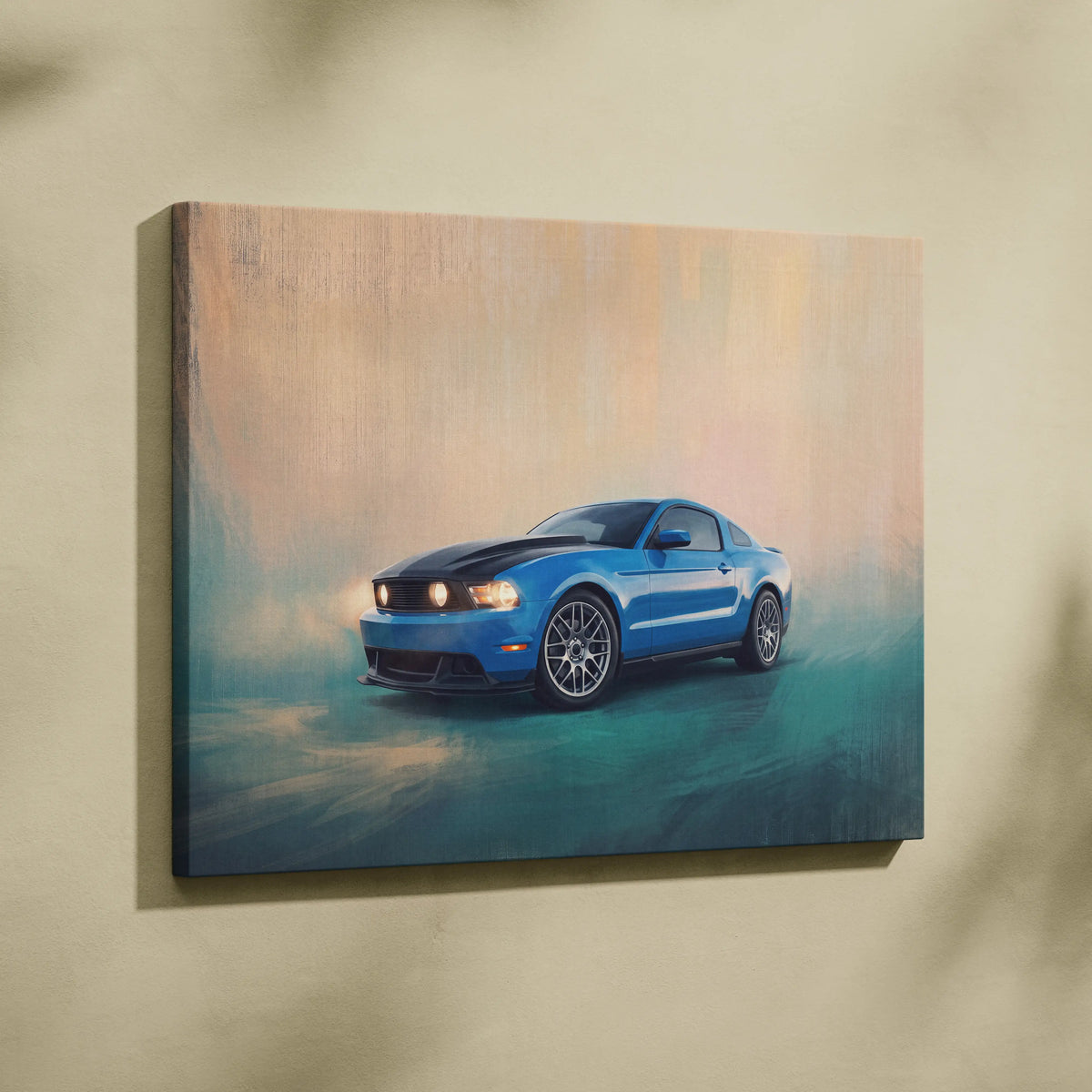 Ford Mustang Inspired Automotive Wall Art, Classic Muscle Car Canvas Print for Living Room