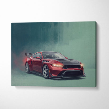 Ford Mustang GTD Inspired Canvas Art, Track Racing Tuner Wall Painting for Garage Decor