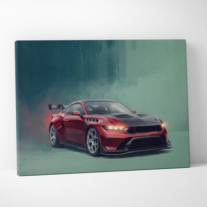 Ford Mustang GTD Inspired Canvas Art, Track Racing Tuner Wall Painting for Garage Decor