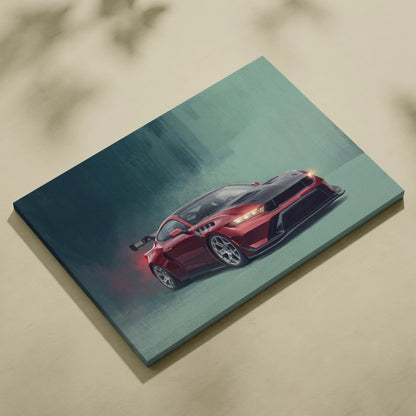 Ford Mustang GTD Inspired Canvas Art, Track Racing Tuner Wall Painting for Garage Decor