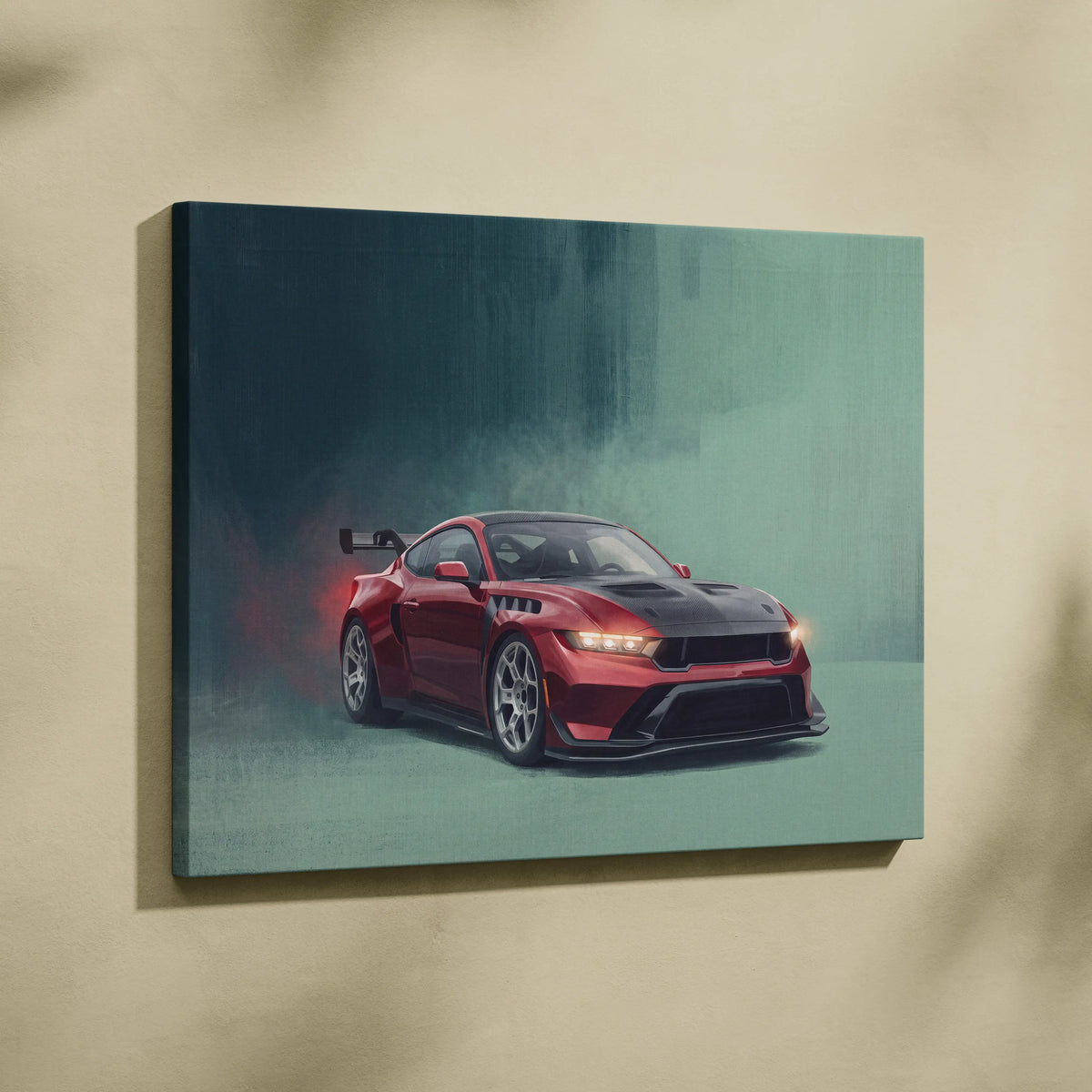 Ford Mustang GTD Inspired Canvas Art, Track Racing Tuner Wall Painting for Garage Decor