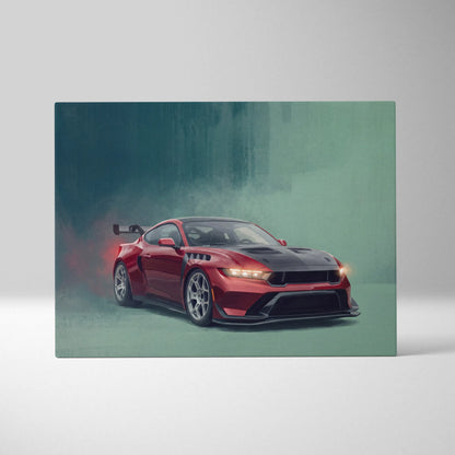 Ford Mustang GTD Inspired Canvas Art, Track Racing Tuner Wall Painting for Garage Decor