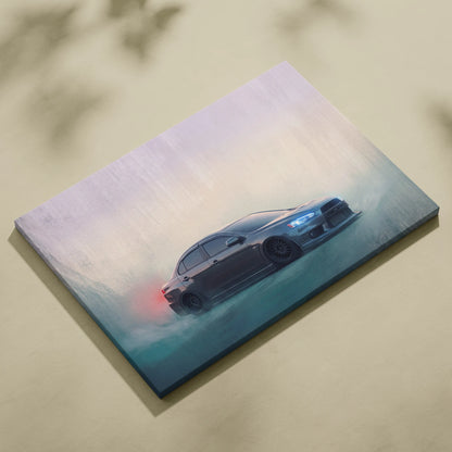 Mitsubishi Lancer Evolution X Inspired Canvas Art - Grey Rally Sedan Vehicle Print