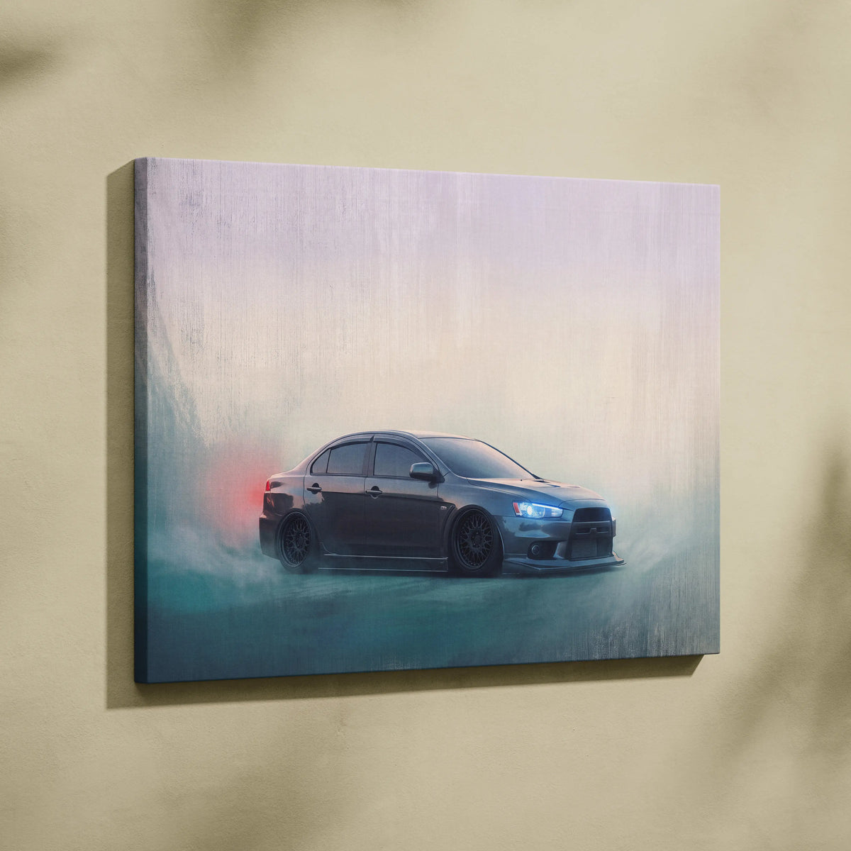 Mitsubishi Lancer Evolution X Inspired Canvas Art - Grey Rally Sedan Vehicle Print