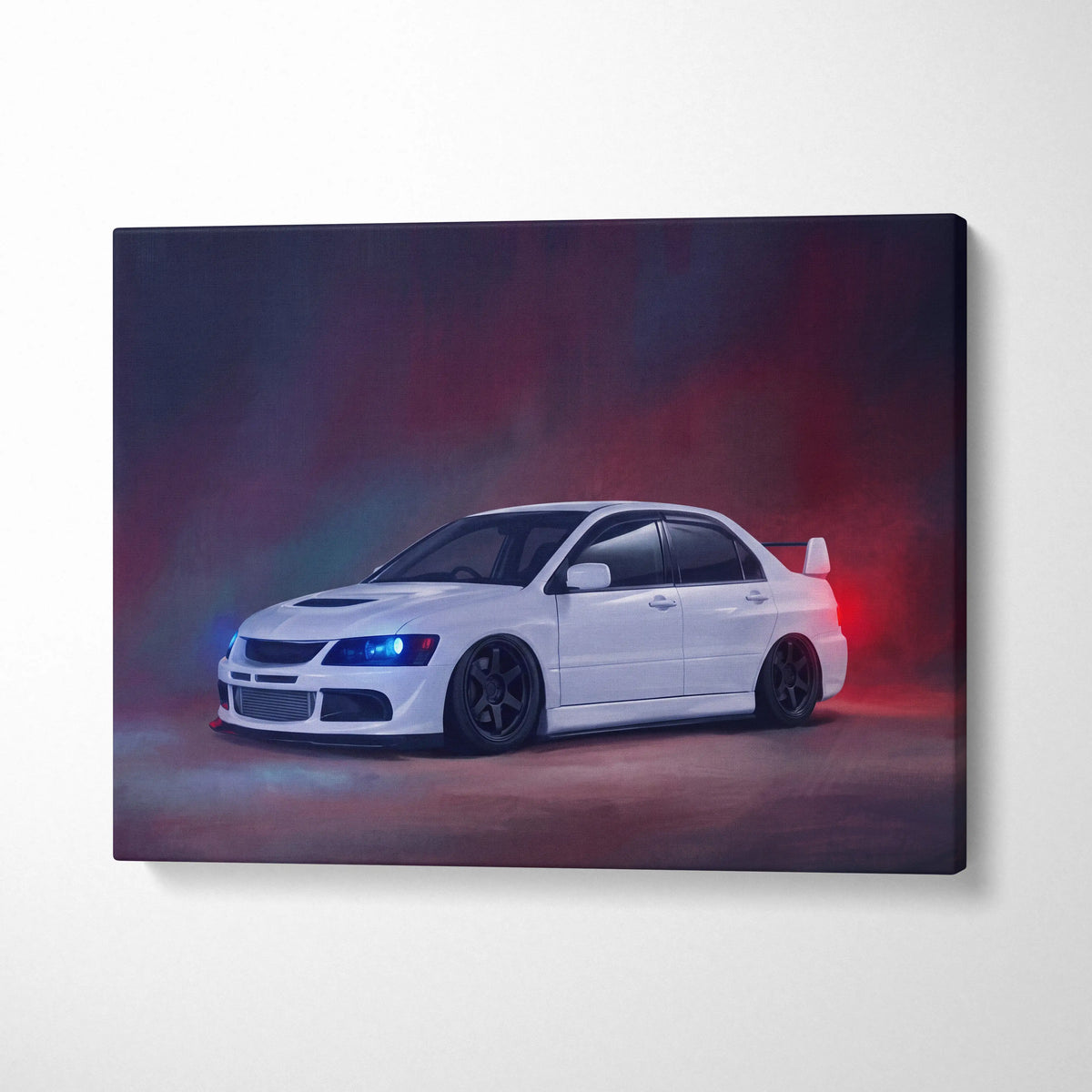 Mitsubishi Lancer Evolution Inspired Car Wall Art - Rally Racing Vehicle Canvas Painting