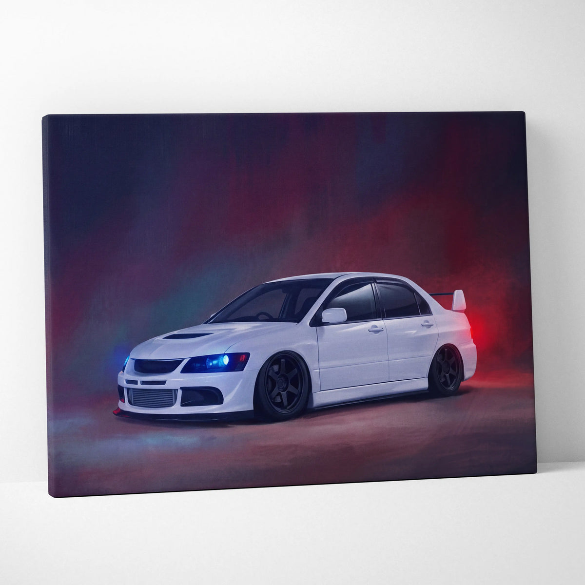 Mitsubishi Lancer Evolution Inspired Car Wall Art - Rally Racing Vehicle Canvas Painting
