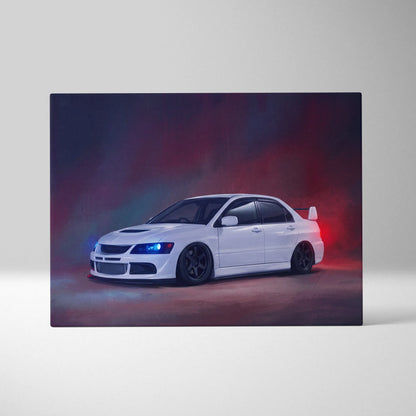 Mitsubishi Lancer Evolution Inspired Car Wall Art - Rally Racing Vehicle Canvas Painting