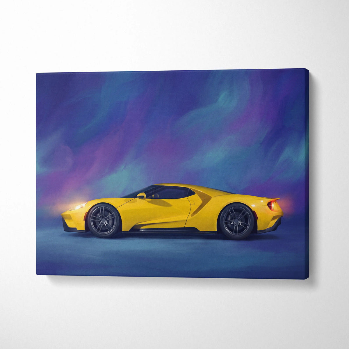 Ford GT Inspired Car Wall Art, Modern Supercar Canvas Print for Office Decor