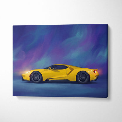 Ford GT Inspired Car Wall Art, Modern Supercar Canvas Print for Office Decor
