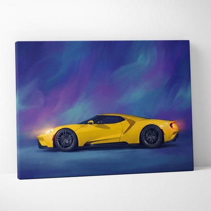 Ford GT Inspired Car Wall Art, Modern Supercar Canvas Print for Office Decor
