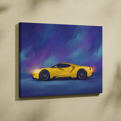 Ford GT Inspired Car Wall Art, Modern Supercar Canvas Print for Office Decor